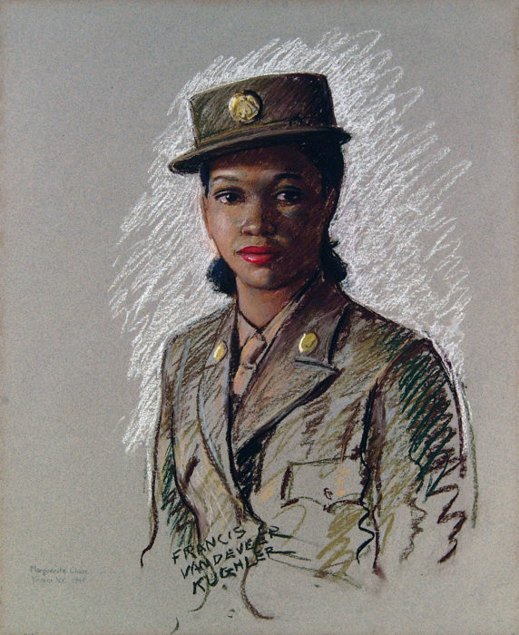 <p>Francis Vandeveer Kughler (American, 1901–1970). <em>Pvt. Marguerite M. Chase, Women’s Army Corps</em>, 1944. Pastel. Collection of the Hudson River Museum. Museum Commission, 1944 (INV.0099). © Francis Vandeveer Kughler.</p>
