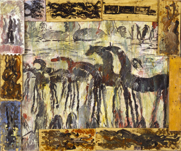 <p>Purvis Young, <em>Untitled</em>, ca. 1988, acrylic on plywood with fiberboard. Smithsonian American Art Museum, museum purchase. © 1987, Purvis Young.</p>
