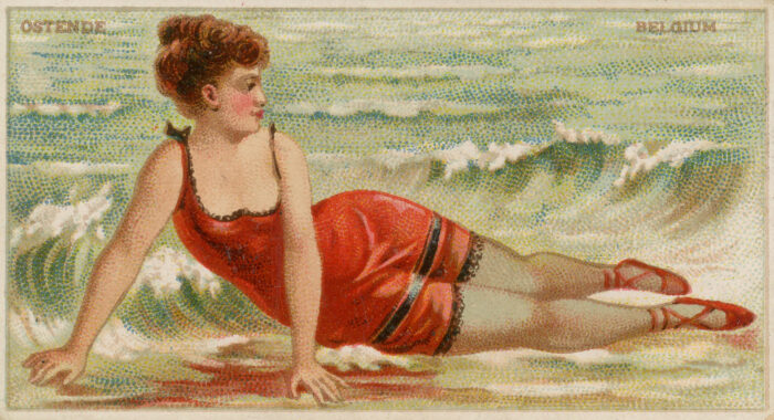 <p>Kinney Brothers Tobacco Company. <em>Ostende, Belgium</em>, from the <em>Surf Beauties</em> series (N232), 1889. Commercial color lithograph. Gift of Henry S. Hacker, 1993 (93.16.308.3).</p>
