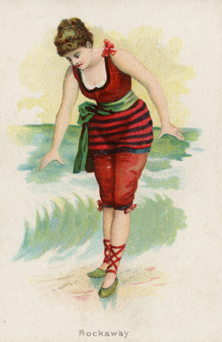<p>William S. Kimball & Company. <em>Rockaway</em>, from the <em>Fancy Bathers</em> series (N192), 1888. Commercial color lithograph. Gift of Henry S. Hacker, 1999 (99.12.061).</p>
