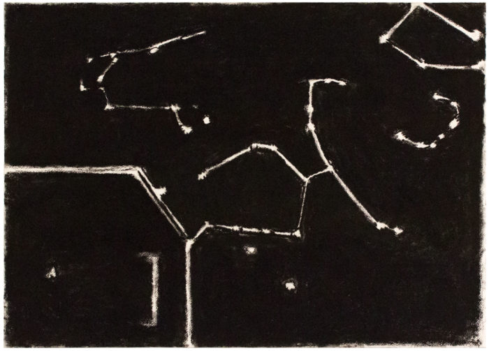 <p>Frances Hynes. <em>Constellation Series #2 (with Hercules)</em>, 1985. Compressed charcoal and pastel on paper. Courtesy of the artist.</p>
