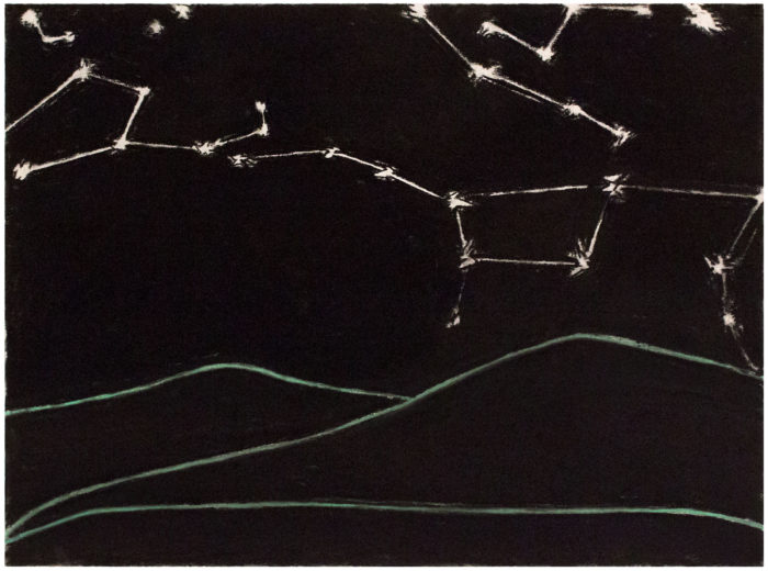 <p>Frances Hynes. <em>Constellation Series #6 (Big Dipper and Green Hills)</em>, 1986. Compressed charcoal and pastel on paper. Courtesy of the artist.</p>
