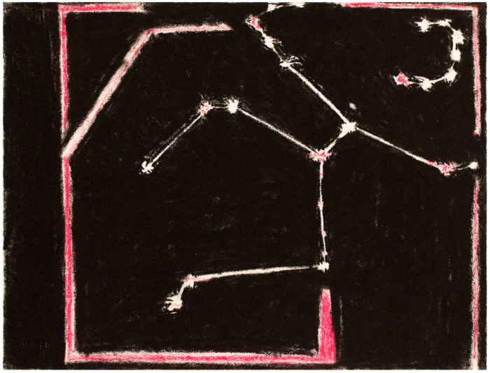 <p>Frances Hynes. <em>Constellation Series #7 (With Hercules)</em>, 1986. Compressed charcoal and pastel on paper. Courtesy of the artist</p>
