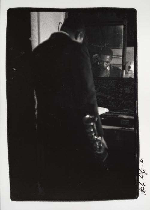 <p>Herb Snitzer (American, b. 1932). <em>John Coltrane</em>, 1961. Gelatin silver print. Museum of Fine Arts, St. Petersburg. Gift of Arlette and Gus Kayafas in honor of the artist.</p>
