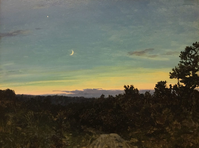 <p>Howard Russell Butler (American, 1856–1934). <em>The Moon and Venus at Sunset</em>, ca. 1923. Oil on artist’s board. Gift of Mrs. George J. Stengel, by exchange, 2018 (2018.14).</p>
