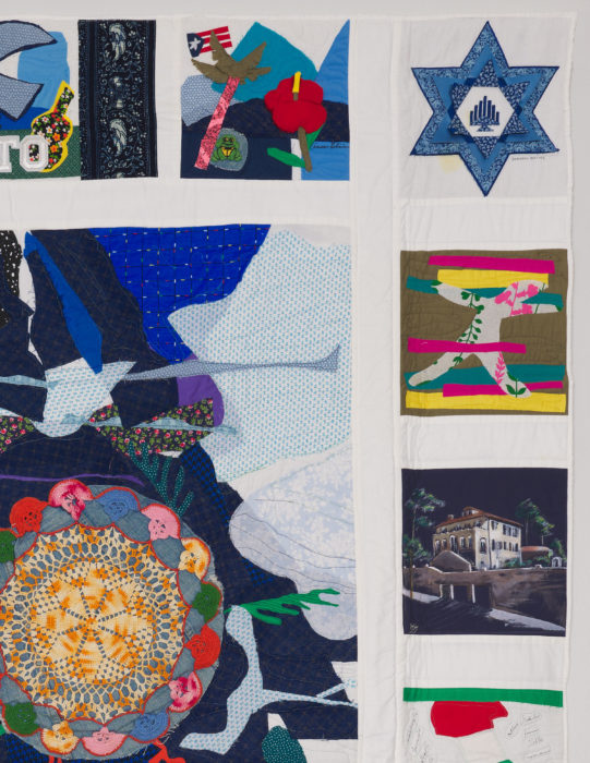 <p>HRM Education Staff, Docents, and Other Program Participants. <em>Westchester Unity Quilt</em> (detail), 1993–4. Pieced and appliquéd cloth. 87 x 67 1/4 inches. Collection of the Hudson River Museum, 1995 (T95.1.1). Photo: Steve Paneccasio.</p>
