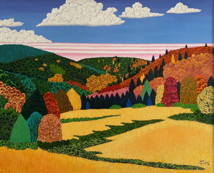 <p>Jack Stuppin (American, b. 1933). <em>Catskill Tatashu Farm 2</em>, 2018. Oil on canvas. Courtesy of the artist and ACA Galleries, New York.</p>

