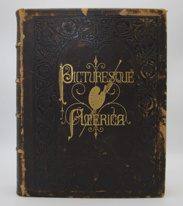 <p><em>Picturesque America: Or, The Land We Live In,</em> Volume 1, 1872. Edited by William Cullen Bryant. Published by D. Appleton and Company, New York. Gilded leather and printed paper. Collection of the Hudson River Museum (INV.3821).</p>
