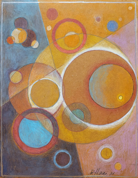 <p>Richard Haas (American, b. 1936). <em>Homage to Kandinsky</em>, 2021. Acrylic and colored pencil on board. Courtesy of the artist. © 2021 Richard Haas / Licensed by VAGA at Artists Rights Society (ARS), NY.</p>
