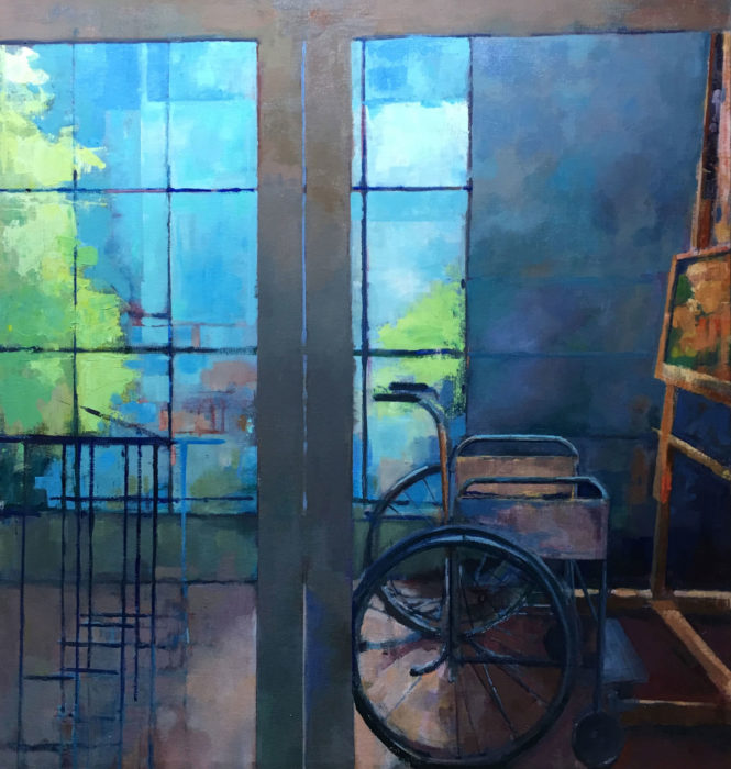 <p>Marian De La Torre-Easthope (Walnut Creek, CA). <em>La silla de Frida</em>, 2018. Pintura de aceite sobre lienzo, 30 x 28 pulgadas.</p>

