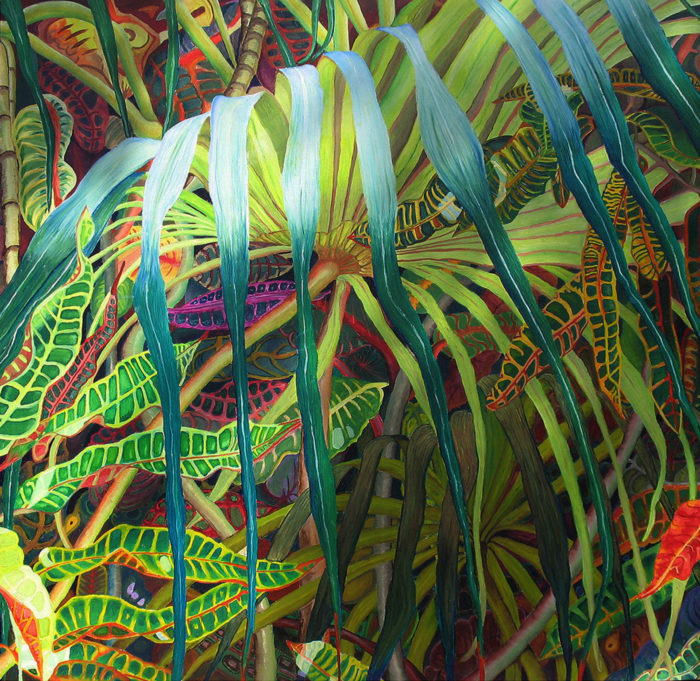 <p>Dion Dion, <em>SunKissedFrond</em>, 2010, oil on canvas, 36 x 36 inches.</p>
