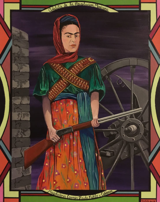 <p>Pete Rodriguez, <em>Frida la Soldadera</em>, 2018, pintura acrílica sobre lienzo, 20 x 16″. </p>
