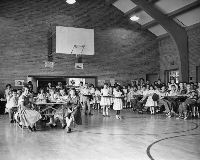 <p>Yonkers School 25 Children Eating Lunch in Gymnasium, ca. 1965. Digital gift of the Westchester County Archives, 2018.</p>
