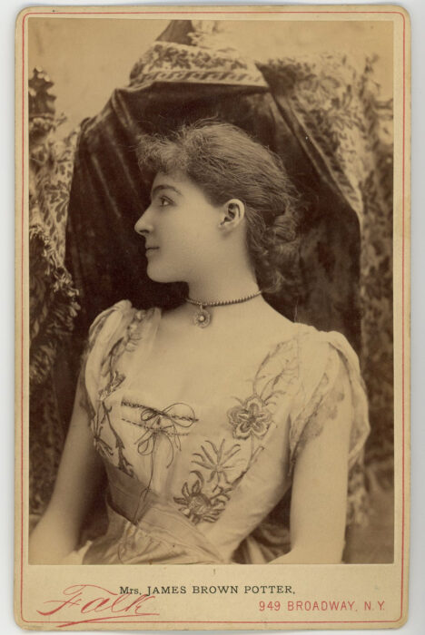 <p>Falk Photography Studio. <em>Portrait of Mrs. James Brown Potter</em>, ca. 1890. Cabinet card. Gift of Mrs. J. M. Eadie, 1946 (46.69.09).</p>
