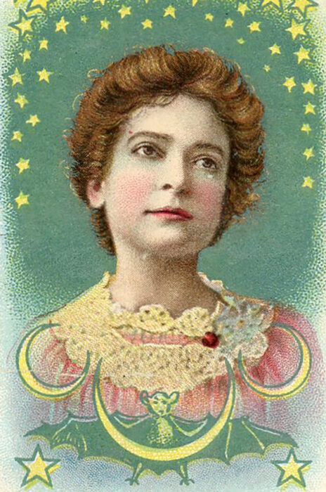 <p>Fatima Turkish Blend Cigarettes. <em>May Buckley</em>, from the <em>Actress</em> series (N245), 1890. Commercial color lithograph. Gift of Henry S. Hacker, 1993 (93.16.321.1).</p>
