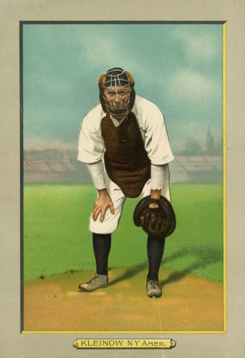 <p><em>Red Kleinow, Yankees</em>, ca. 1911. Chromolithograph with hand-coloring. Turkey Red Premium, No. 21. Gift of Henry S. Hacker, 1998 (98.13.3.21).</p>
