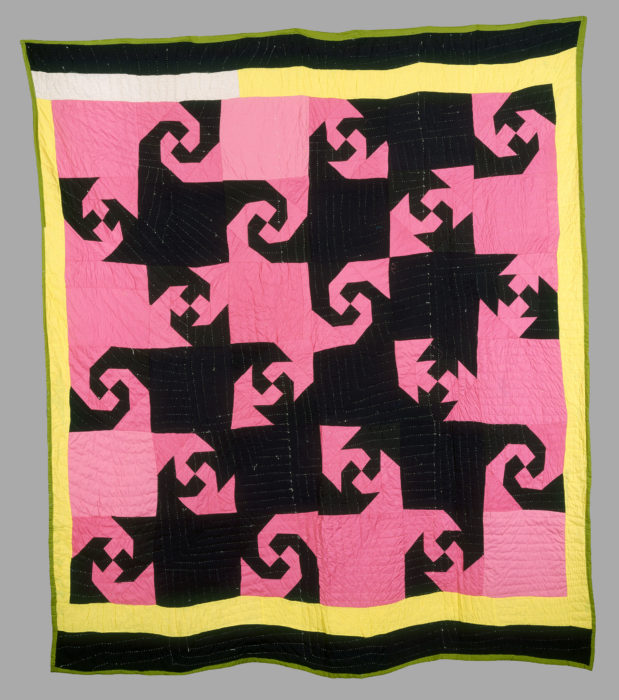 <p>Mary Maxtion (American, b. 1924). Boligee, Alabama. Snail Trail Quilt, 1990. Cotton, 89 ½ x 77 inches. American Folk Art Museum, New York. Museum purchase made possible in part by a grant from the National Endowment for the Arts, with matching funds from The Great American Quilt Festival 3, 1991.13.2. Photographer unidentified.</p>
