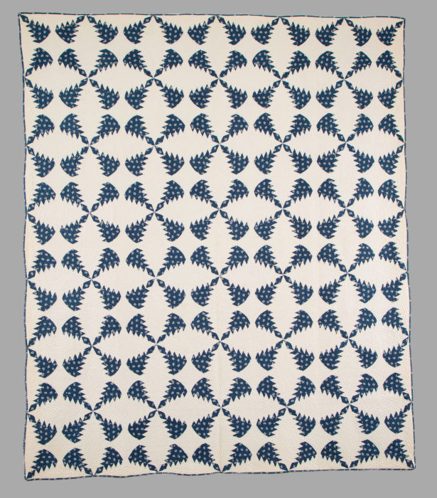 <p>Artist unidentified. United States. <em>Pine Burr Quilt</em>, ca. 1860. Cotton, 72 x 86 inches. American Folk Art Museum, New York. Gift of Birgit Lorentzen, 2019.27.45.</p>

