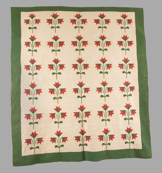 <p>Artist unidentified. United States. <em>Carolina Lily Quilt</em>, ca. 1860. Cotton, 94 x 83 inches. American Folk Art Museum, New York. Gift of Birgit Lorentzen, 2019.27.50.</p>
