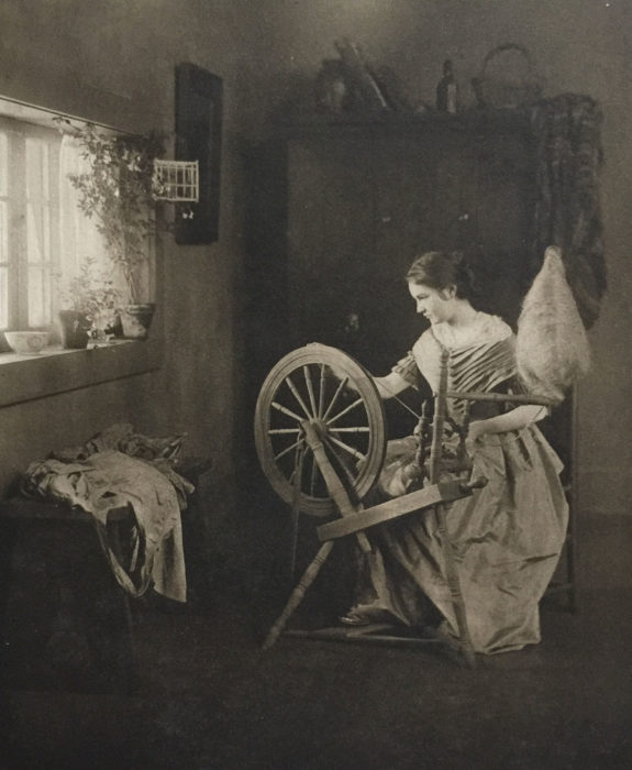 <p>Emilie V. Clarkson (American, 1863–1946). <em>Spinning</em>, 1901. Photogravure from <em>American Pictorial Photography Series Two</em>, published for <em>Camera Notes</em> (edition of 150). Collection of the Hudson River Museum (75.0.1701.12).</p>
