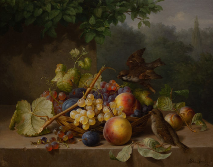 <p>Helen Searle (American, 1830–1884) . Nature’s Bounty, 1872. Oil on canvas. Collection of David and Laura Grey.</p>
